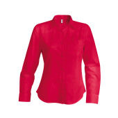 Dames poplin blouse lange mouwen Classic Red XXL