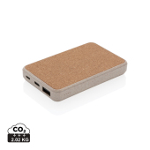 Kurk en tarwestro 5000 mAh zakformaat powerbank, khaki