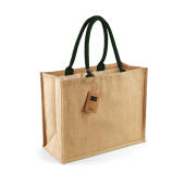 Classic Jute Shopper - Natural/Forest Green - One Size