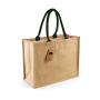 Classic Jute Shopper - Natural/Forest Green - One Size