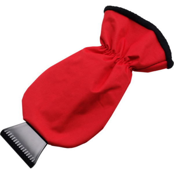 ABS ice scraper and polyester glove red