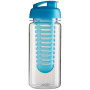 H2O Active® Octave Tritan™ 600 ml sportfles en infuser met flipcapdeksel - Transparant/Aqua blauw