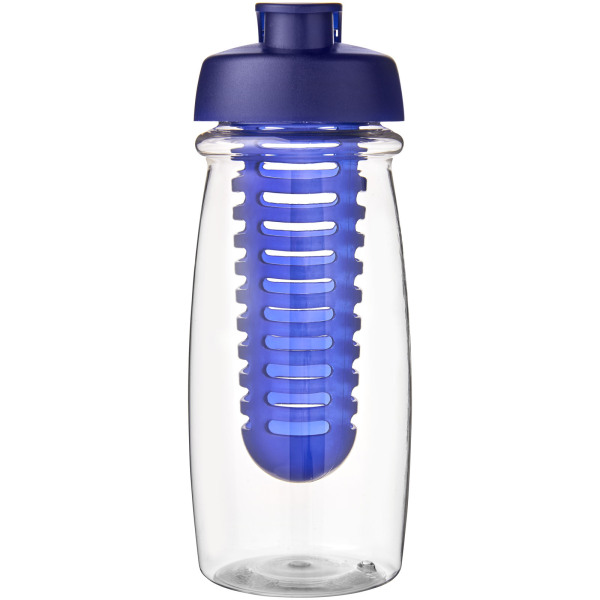 H2O Active® Pulse 600 ml sportfles en infuser met flipcapdeksel - Transparant/Blauw
