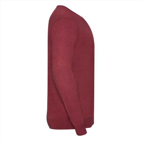 RUS Men V-neck Knitted Pullover, Cranberry Marl, 3XL