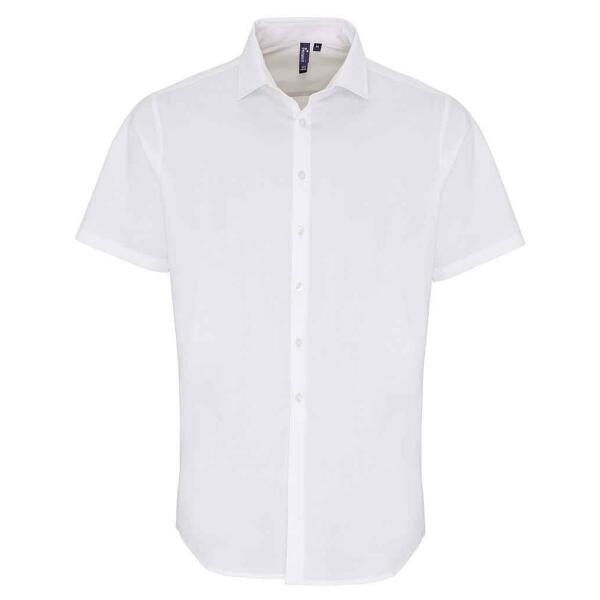 Short Sleeve Stretch Fit Poplin Shirt, White, 3XL, Premier