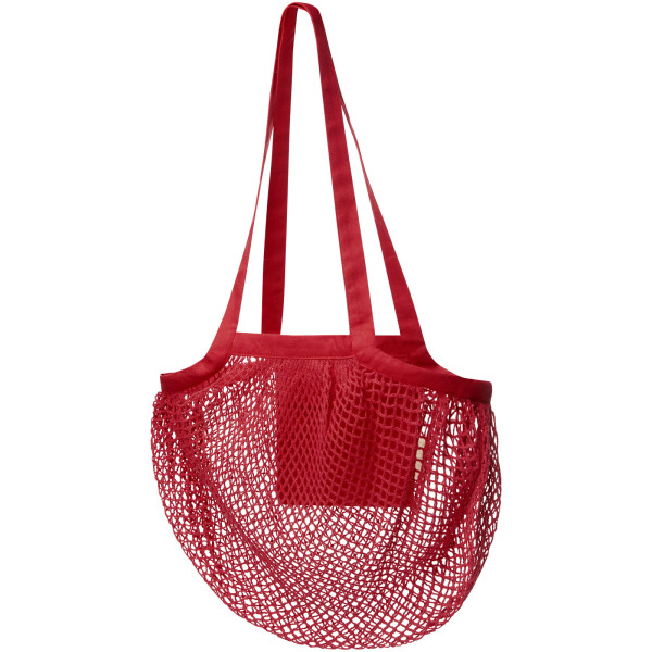 Pune 100 g/m² GOTS organic mesh cotton tote bag 6L - Red