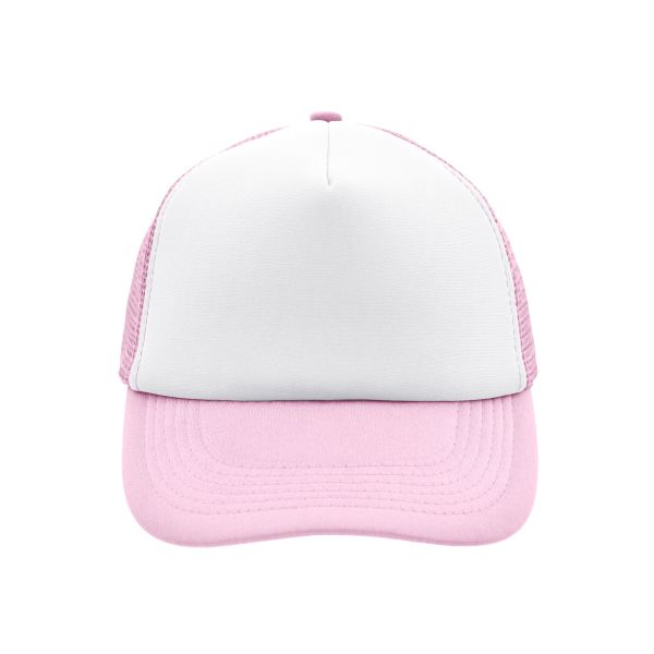 MB070 5 Panel Polyester Mesh Cap - white/baby-pink - one size