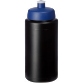 Baseline® Plus grip 500 ml sportfles met sportdeksel - Zwart/Blauw