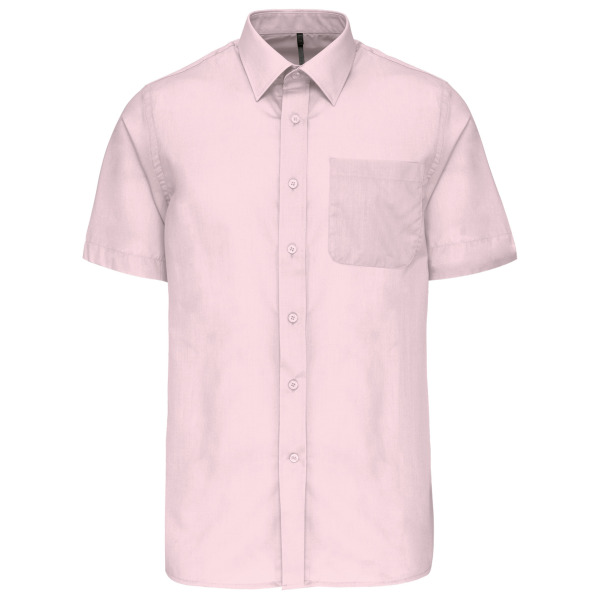 Overhemd in onderhoudsvriendelijk polykatoen-popeline korte mouwen heren Pale Pink M