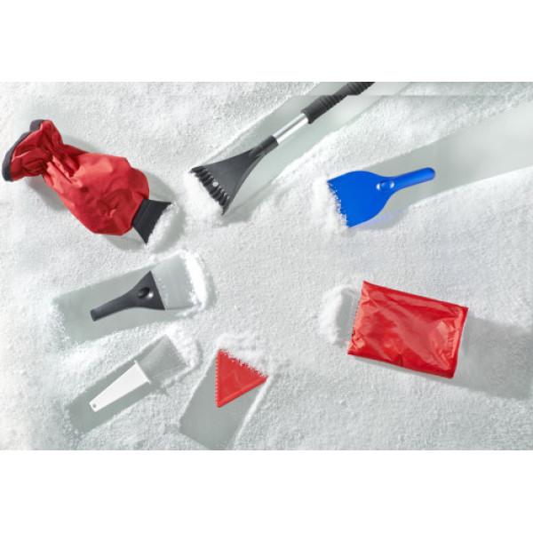 ABS ice scraper and polyester glove Doris red