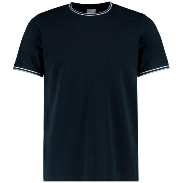 Fashion Fit Tipped T-Shirt, Navy/Light Blue, M, Kustom Kit