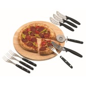 9-delige pizzaset ITALY - hout, zilver