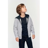 Kindersweater met rits en capuchon Oxford Grey / Navy 8/10 ans