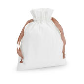 Cotton Gift Bag with Ribbon Drawstring - Soft White/Black - S