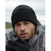 Recycled Fleece Cuffed Beanie - Black - One Size