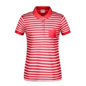 Ladies' Polo Striped - red/white - S