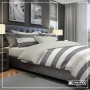 Bed Set Stripe Double beds - Dark Grey / Light Grey