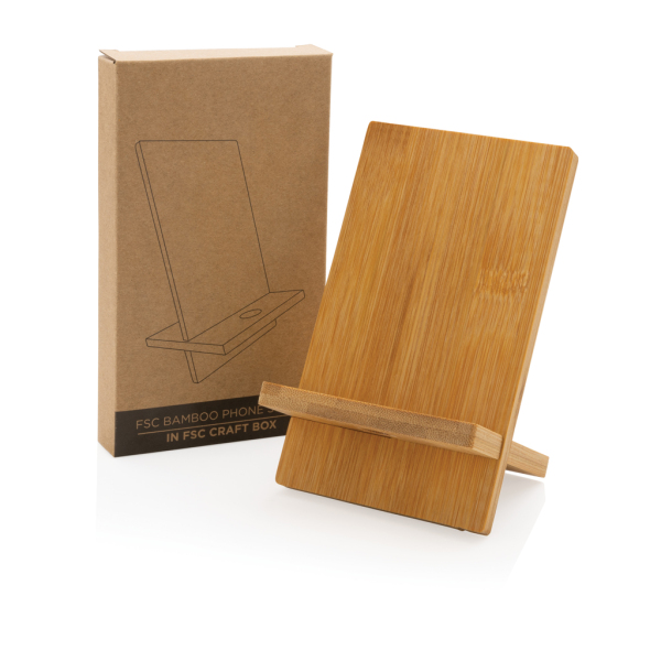 Bamboe telefoonstandaard in kraft verpakking, bruin