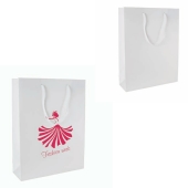 Witte glans gelamineerde papieren tas 20 x 26 x 8 cm Witte glans gelamineerde papieren tas 20 x 26 x 8 cm