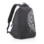 Bobby Soft "Art", anti-theft backpack, black, white
