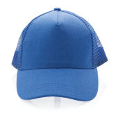 Impact AWARE ™ 5 panel recycled katoenen truckercap, blauw