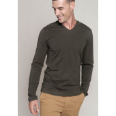 Men's long-sleeved V-neck T-shirt Light Sand S