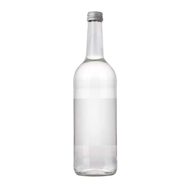 Glasflasche mit 750 ml Quellwasser