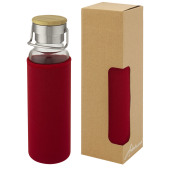 Thor 660 ml glasflaska med neoprenfodal - Röd
