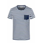 Men's T-Shirt Striped - white/navy - 3XL