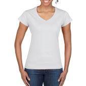 Gildan T-shirt V-Neck SoftStyle SS for her 000 white L
