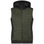 Ladies' Padded Hybrid Vest - olive-melange/black - 4XL