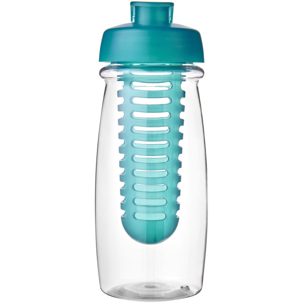 H2O Active® Pulse 600 ml flip lid sport bottle & infuser - Transparent/Aqua blue