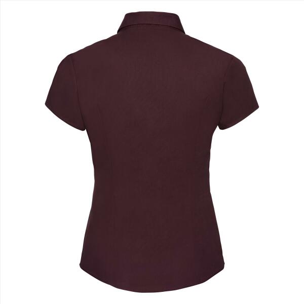 RUS Ladies Shortsleeve Fitted Stretch Shirt, Port, S
