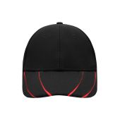 MB601 6 Panel Groove Cap - black/red - one size