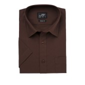 Men's Shirt Shortsleeve Poplin - brown - XL