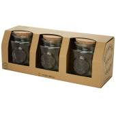Aire driedelige pottenset van 800 ml gerecycled glas - Transparant