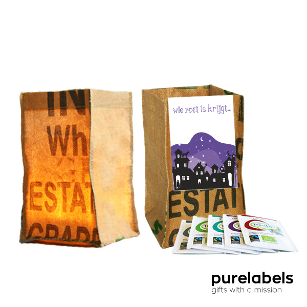Fairtrade bedankt cadeau | candle bag met thee Sinterklaas