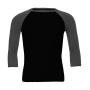 Unisex 3/4 Sleeve Baseball T-Shirt - Black/Deep Heather - 2XL