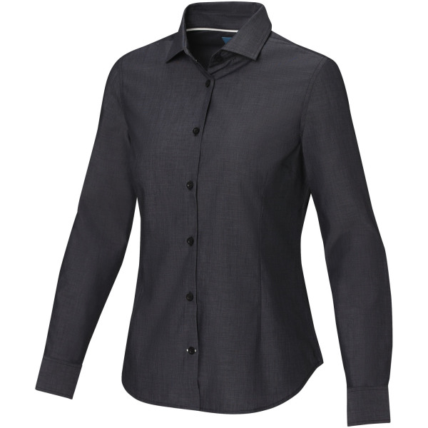 Cuprite long sleeve women's GOTS organic shirt - Solid black - XL