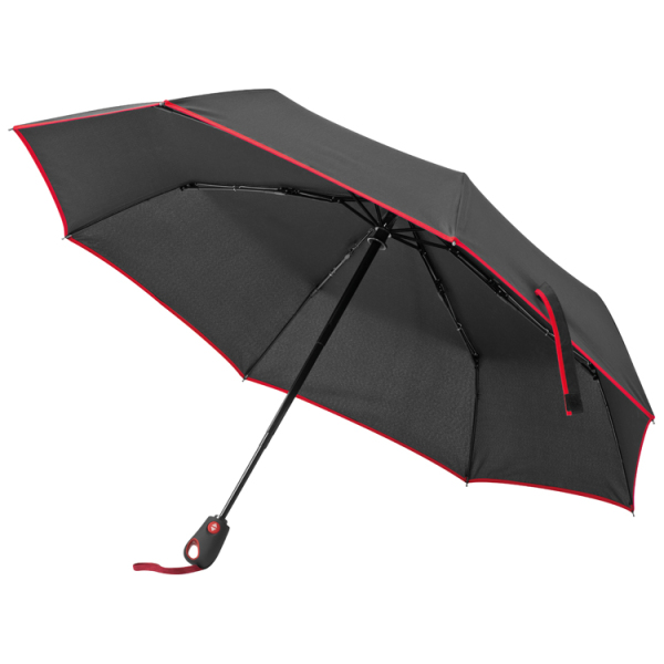 Zwarte opvouwbare paraplu met gekleurde rand