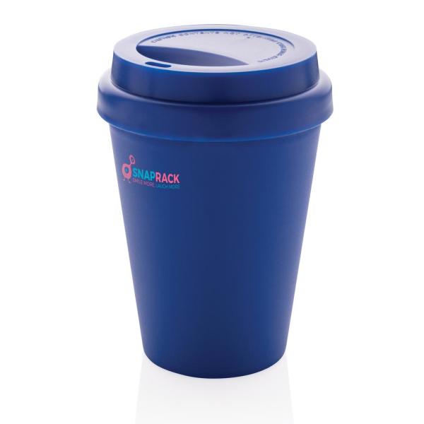 Reusable double wall coffee cup 300ml, blue