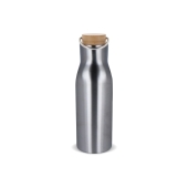 Thermo fles met bamboe deksel 500ml - Zilver