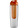 H2O Active® Tempo 700 ml sportfles en infuser met flipcapdeksel - Transparant/Oranje