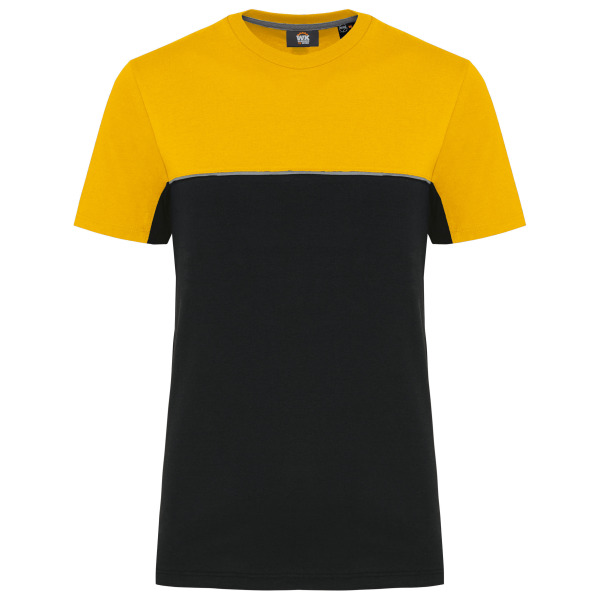 Ecologisch en tweekleurig uniseks T-shirt met korte mouwen Black / Yellow XXL