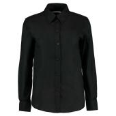Ladies Long Sleeve Tailored Workwear Oxford Shirt, Black, 16, Kustom Kit