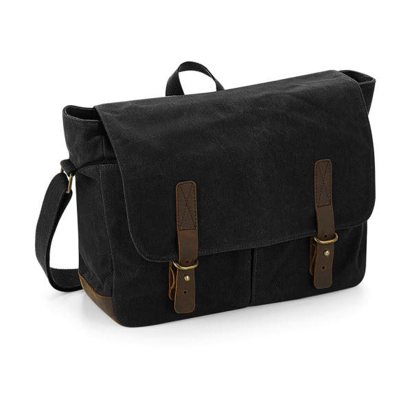 Heritage Waxed Canvas Messenger - Black - One Size