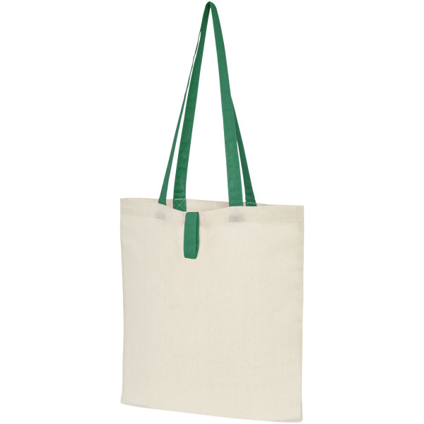 Nevada 100 g/m² cotton foldable tote bag 7L - Natural/Green