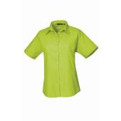 Ladies Short Sleeve Poplin Blouse, Lime Green, 30, Premier