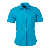 Ladies' Shirt Shortsleeve Poplin - turquoise - 3XL