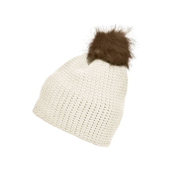 MB7120 Fine Crocheted Beanie - off-white/brown - one size